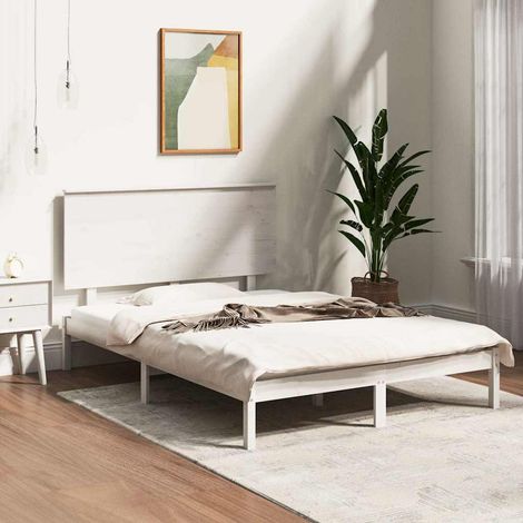 Estructura de cama sin colchón madera de pino blanca 120x200 cm (1/5)