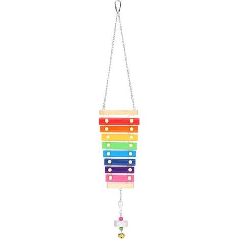 1 jouet de picorage pour poules, xylophone en bois et métal avec meule minérale, hauteur 70 cm, convient aussi aux perroquets (1/5)