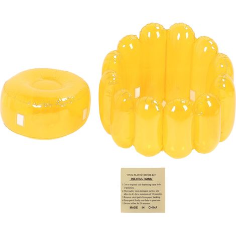 Fauteuil Gonflable Transparent PVC Jaune Canapé Portable Intérieur Extérieur Design Moderne Confortable 75x56cm Lot de 2 (1/5)