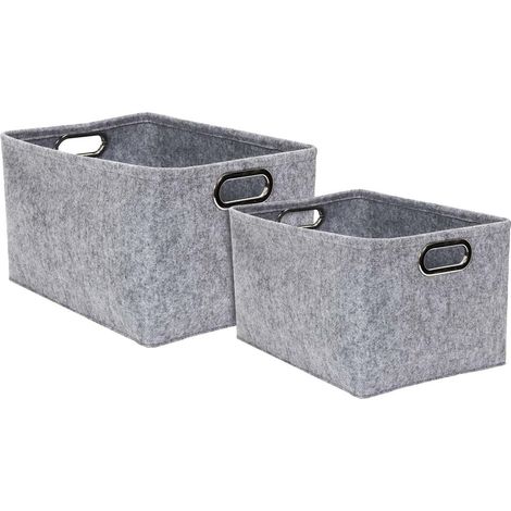 Lot de 2 boîtes en feutre RECTANGULAIRES GRIS (1/5)