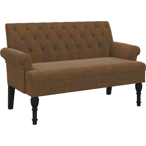 Banco con respaldo ante sintético marrón 120x62x75,5 cm vidaXL