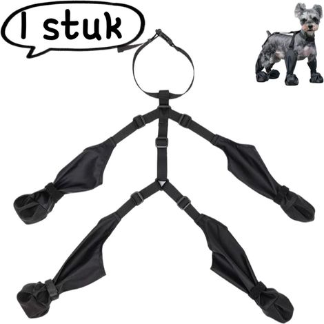 1 paire - Chaussures imperméables pour chien - Bottes de pluie pour animaux - Bottes de pluie anti-salissures pour chiens - Chaussures imperméables ajustables pour chien - Taille L - Noir (1/5)