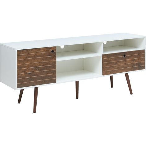Mobile porta TV mensola porta TV per soggiorno 165 x 40 x 66 cm bianco effetto noce 030010106