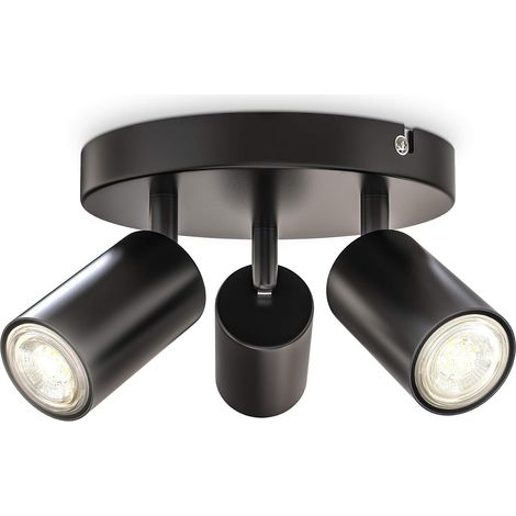 I Lampe à 3 flammes ronde I pivotante I rotative I GU10 I noir-mat I sans ampoule (1/5)