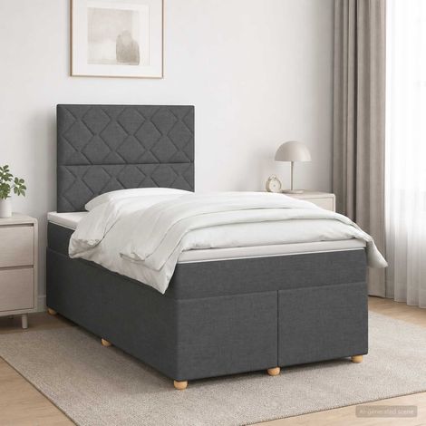 vidaXL Cama box spring con colchón Gris oscuro 120 x 190 cm Tela (1/5)