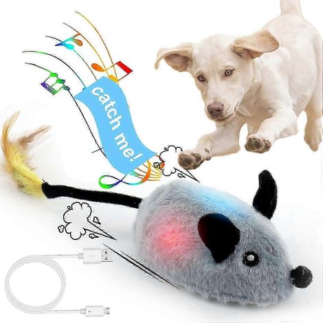Jouets interactifs pour chiens Souris, souris échappantes Jouets pour chiens grinçants avec lumières à rotation automatique, jouets pour chiens en mouvement rechargeables pour petits/moyens/grands chi (1/5)