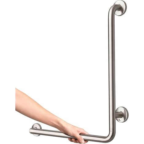 Barre d'Appui WC en Acier Inoxydable, Poignée de Douche 70x50cm, Gauche Barre de Sécurité et Support de Maintien en L pour Salle de Bain (1/5)