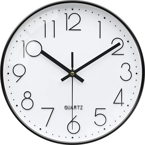 Horloge Murale, 30cm Moderne Décorative Blanc et Noir Horloge, Silencieuse Pendule Murale pour Salon Cuisine Chambre à Coucher Bureau Maison (1/5)