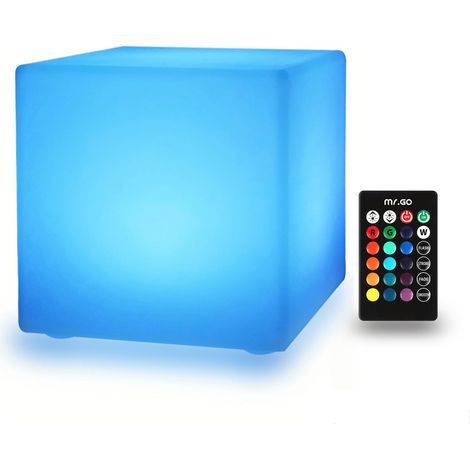 8" Rechargeable Veilleuse LED Cube Lumineux Couleur Changeante Lampe d'ambiance avec Télécommande, 16 RGB Couleurs, Dimmable Lampe de Chevet pour Accueil Décoration et Éclairage (1/5)