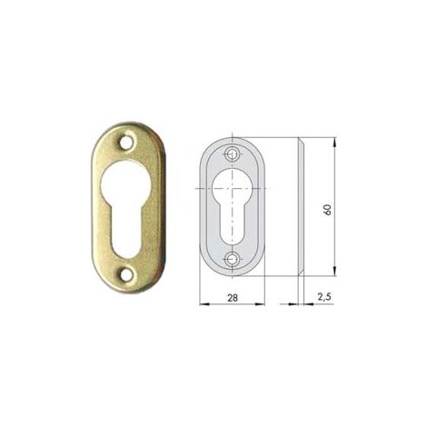 BOCCHETTA IN OTTONE PER CILINDRI SAGOMATI 06012 00- - mm.28x60, spessore mm.2,5 (06012000) - 10 pezzi CISA