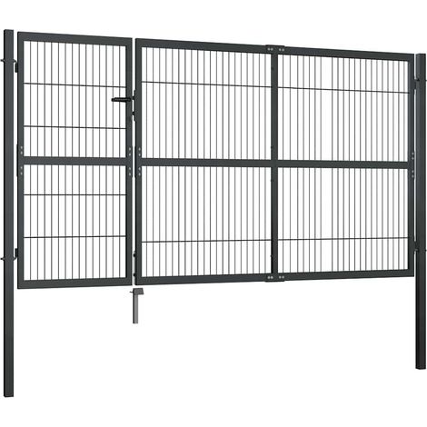 Maison Exclusive - Gartentor mit Pfosten Stahl 350×140 cm Anthraz (1/5)