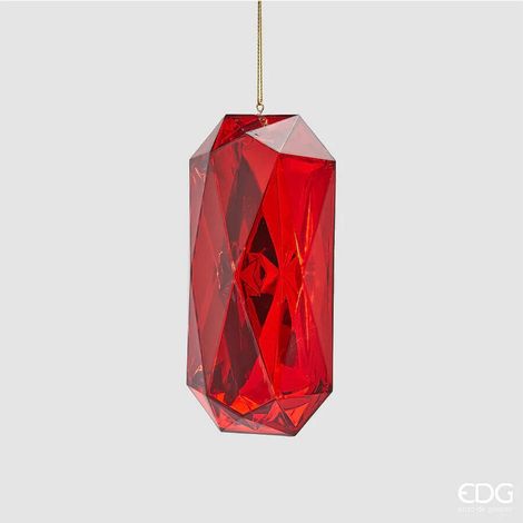 EDG Enzo De Gasperi Decoro Diamante Rettangolare di Natale da Appendere H 14,5 Cm L 7 Cm L 5,5 Cm Pp Red