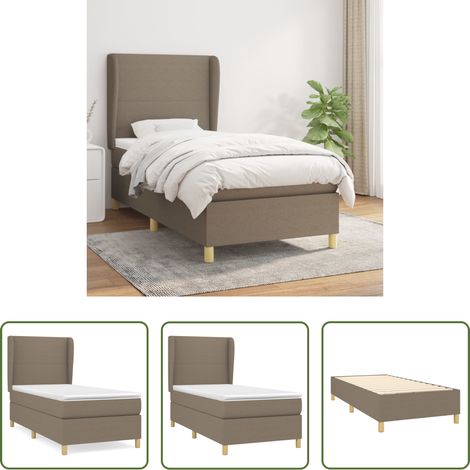 Matratze - Boxspringbett mit Matratze Taupe 90x190 cm Stoff (1/5)