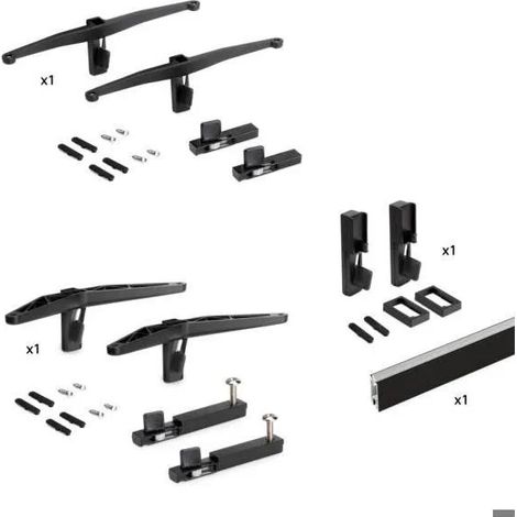 Emuca Zero kit soportes para estantes modulares negro 1 metro