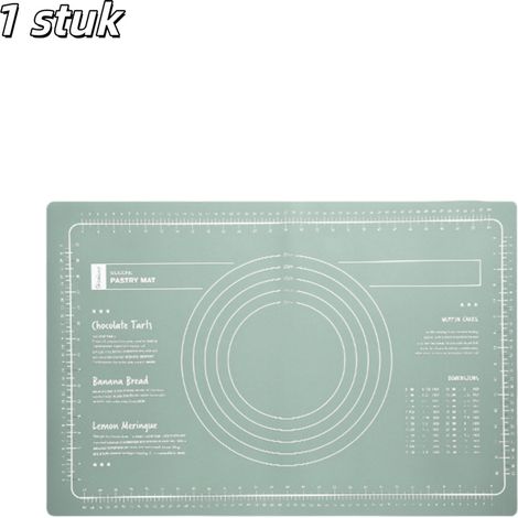 1 tapis de cuisson en silicone (65 x 45 cm) avec surface de cuisson épaisse et graduée, revêtement antiadhésif, idéal pour gâteaux, pains, biscuits, pizzas, fondant, pâtes et plus encore. Vert. (1/5)