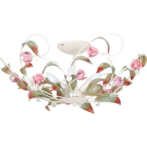 Plafonnier Rose fleurs multicolore 5xE14 15W Luminex (1/2)