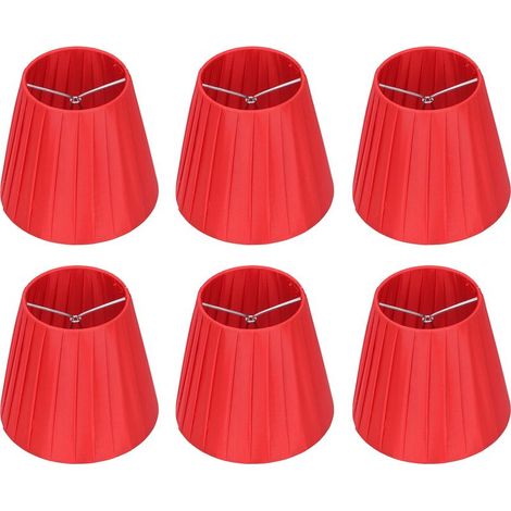 6 abat‑jour en tissu rouge – Pour lustre, lampe murale ou de table (applicable aux ampoules A/B/C/F/P) – Contient 6 pièces (1/4)