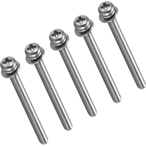 Vis Et Écrou M4 X 60mm - Kit De Fixation En Acier Inoxydable 304 Avec Rondelles Plates Et Frein - Pour Poignées De Meubles Tiroirs Armoires - 5 Pièces (1/5)