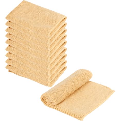 Lot de 10 serviettes carrées kaki à poils longs, couleur unie, ultra-absorbantes, 30 x 30 cm (1/5)