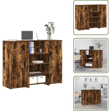 The Living Store Bureau de réception chêne fumé 135x50x103,5cm bois d'ingénierie - Comptoir de réception (1/5)