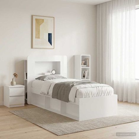 vidaXL Cabinet de Tête de Lit Blanc brillant Bois d’ingénierie (1/5)