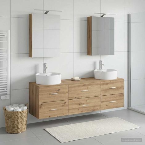 vidaXL Set di mobili per il bagno 5 pz Rovere Artigianale (1/5)