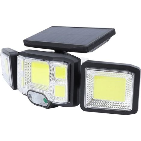 Applique murale solaire extérieure à 3 têtes avec télécommande, détecteur de mouvement, 3 modes d'éclairage, étanche, rotation grand angle, lampe solaire de toit (1/5)