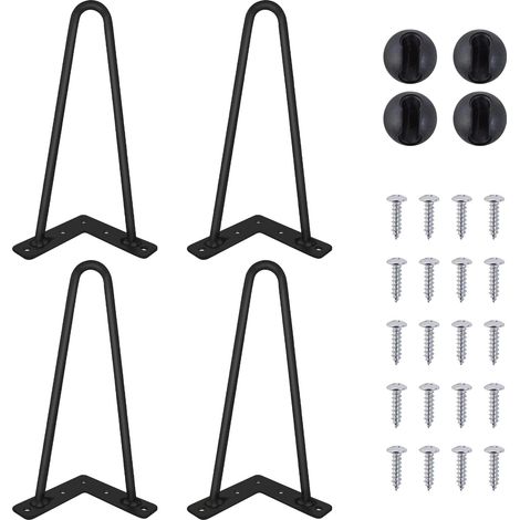 4 pièces DIY Pieds de Table en Métal Pieds en épingle à Cheveux Pieds de Meuble, Diamètre 10mm, 2 Piliers, pour Table Basse/Table de Salle à Manger/Bureau/Table de Chevet(10 inch/25cm)