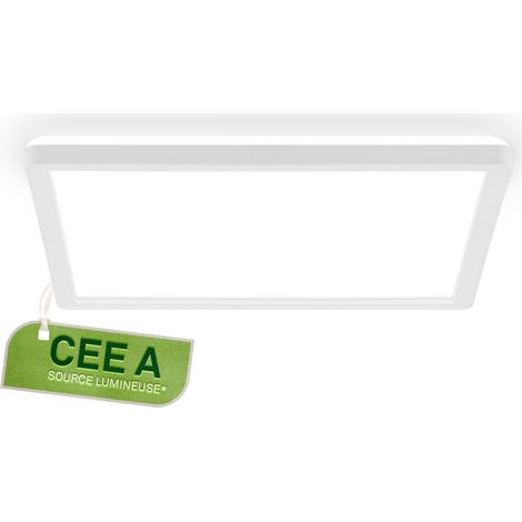 Briloner Tava A Lampe de plafond à LED, CEE A source lumineuse, plat, lumière indirecte, lampe de salon, panneau LED, lampe de cuisine, 29x29x3cm, blanc