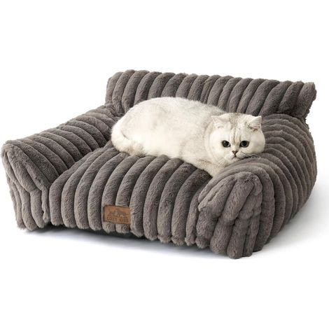 1 Panier Pour Chat Et Chien, Design Corde, Fourrure Synthétique Douce, Antidérapant, Lavable, Gris