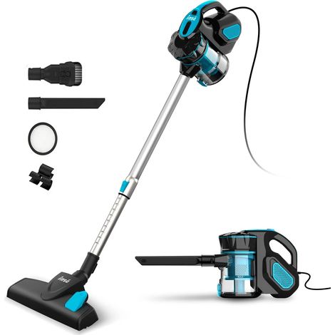 Aspirateur avec Fil, Aspirateur Balai Filaire sans Sac, 18Kpa 600W 3 en 1 Aspirateur à Main, Aspirateur avec Câble Léger Portable pour Sols Durs, Poils d'animaux domestiques, Bleu (1/5)
