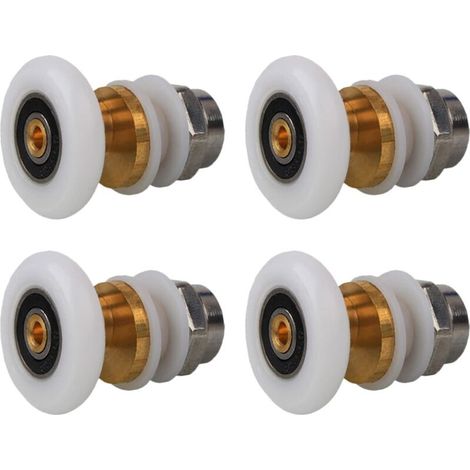 Rulli per porta doccia da 20 mm, set di 4 rulli in ottone per porta scorrevole della doccia, per la sostituzione dei binari della porta scorrevole in vetro della doccia (20 mm)