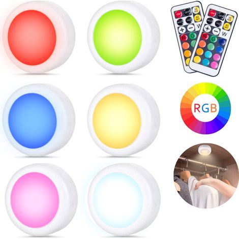 Set 6 Faretti LED Wireless Adesivi Luce Faretto Cambio Colore Doppio Telecomando (1/5)