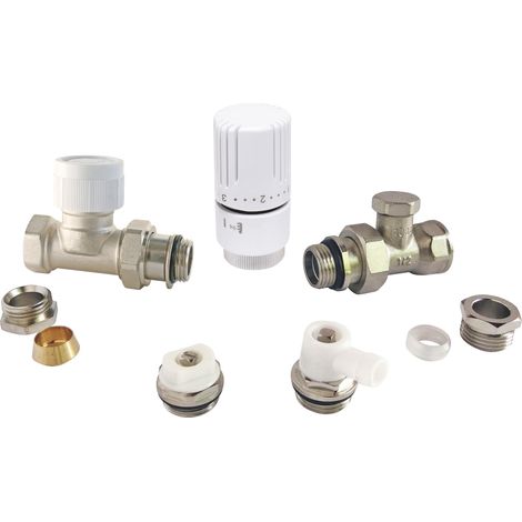 Kit radiateur robinet thermostatique droit 15/21 (1/4)