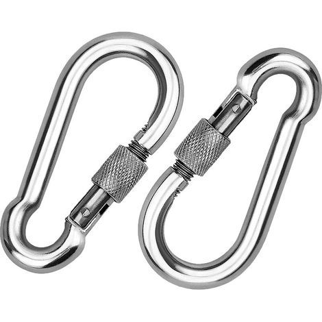 2 Pièces 304 Mousqueton en INOX, Mousqueton à Vis en Acier INOX, Mousqueton en Acier INOX, pour Accrocher des Cordes, des Chaînes, des Ceintures, des Câbles (1/5)