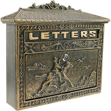 Retro Antique Vintage Cast Iron Colored Oxide Mailbox for Wall Horse (1/5)