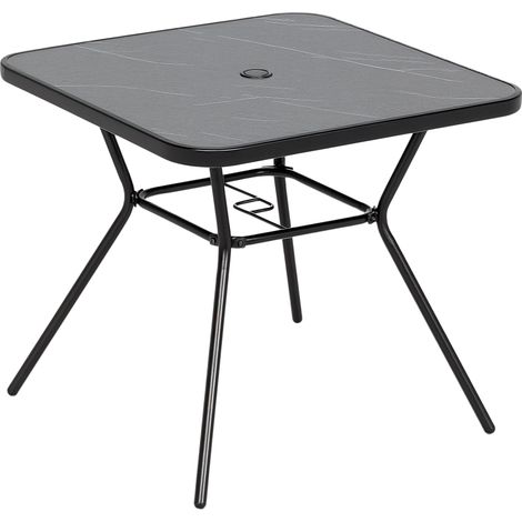 Outsunny Faux-marbled Patio Table with Umbrella Hole Steel Frame for Balcony (1/5)