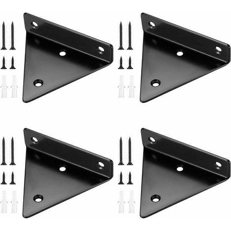 4 Pièces Supports d'étagère Flottants, Supports à Tablettes Muraux Triangulaires Invisibles, Equerre Etagere Murale Métal pour étagère (1/5)