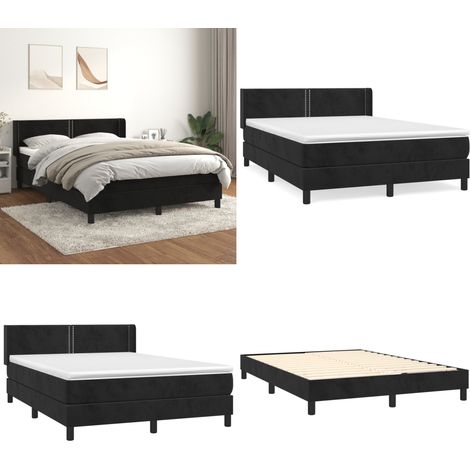 Boxspringbett mit Matratze Schwarz 140x200 cm Samt - Samtbett - Boxspringbett - Doppelbett - Schlafzimmermöbel - Luxusbett - Home & Living (1/5)