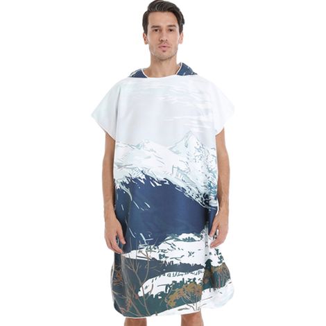 Peignoir de plage à capuche, poncho de bain double face en peluche avec fermeture éclair, peignoir de plage pour se changer après le surf (1/5)