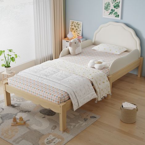 lit chambre couchage 90 par 200 bois protection beige OKMYHOME (1/5)