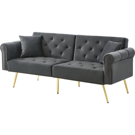 Canapé modern 2-place convertible velours mousse Gris Antique 173x75x70 cm ZIPSOFA (1/5)