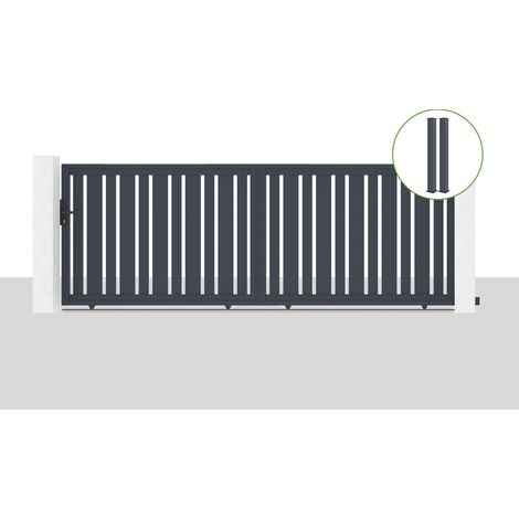 Puerta corredera 4x1,4m VEYMONT + 2 postes EIFEL Al.166cm Gris (1/5)