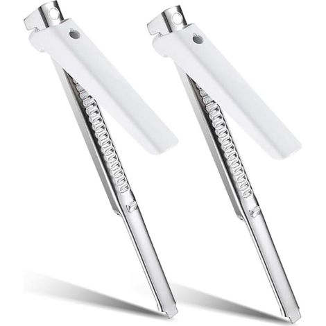Apribarattoli senza sforzo, ideale per chi soffre di artrite e per gli anziani, facile da aprire, con manico regolabile, in acciaio inossidabile, bianco (bianco - 2 pezzi) (1/4)