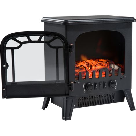 Cheminée électrique avec effet de flamme réglable 925 w 1850 w température thermostat protection contre la surchauffe 36 x 25 5 x 41 cm noire (1/5)
