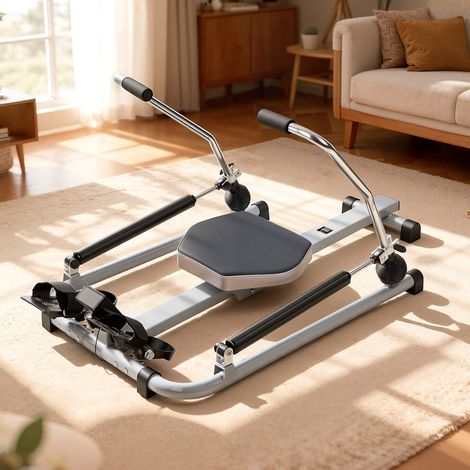WILITTO Rameur hydraulique, résistance réglable jusqu'à 50 kg, capacité de poids 120 kg, équipé d'un écran LCD, en acier allié, 107×65×15cm (1/5)
