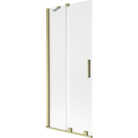 Mexen Velar mampara de ducha de 2 paneles correderos 80 x 150 cm, esmerilado, oro cepillado - 896-080-000-31-55 (1/2)