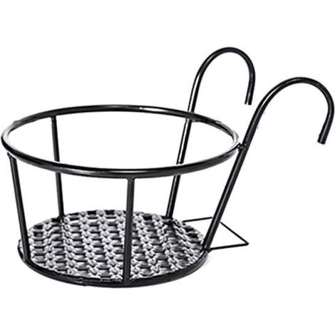 Support suspendu pour plantes - Jardin balcon - Pot de fleur en fer noir (1/4)