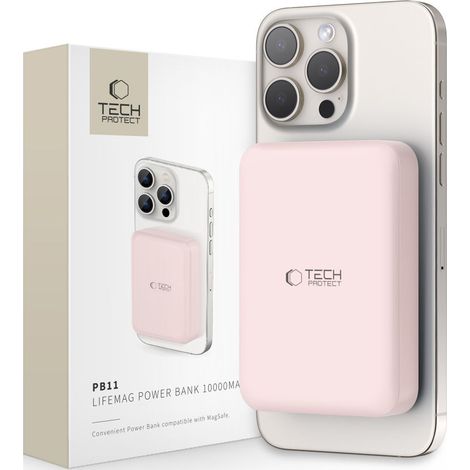 Batterie externe TECH-PROTECT PB11 LIFEMAG MAGSAFE 10000 mAh rose