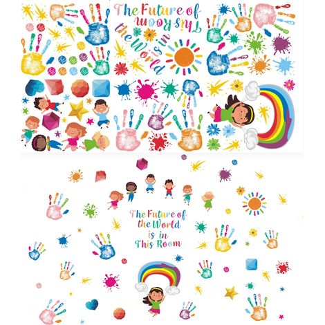 Autocollants Muraux Enfant - Motifs Arc-En-Ciel Et Citation Égalité - Pour Chambre D'Enfant Salle De Classe Bibliothèque - Lot De 12 (1/5)